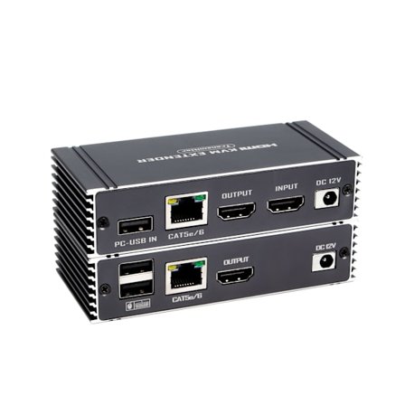 NÖRDIC 4K 60Hz 65M HDMI KVM Extender with USB over over Cat5e/Cat6 POC with Loop Support USB Keyboard Mouse for PC Computer