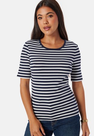 GANT-Slim Striped Ribb T-Shirt-XS