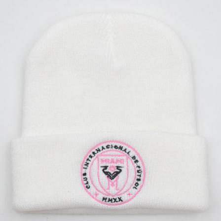 Mub- Miami Messi Mössa AW 10 Broderad Stickad Mössa Fläkt Varm Kall Keps Circle - white