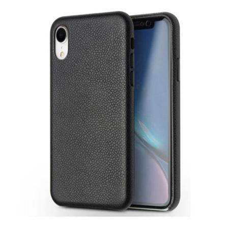 QIALINO iPhone Xr etui i ægte læder med litchi-tekstur - Sort Black