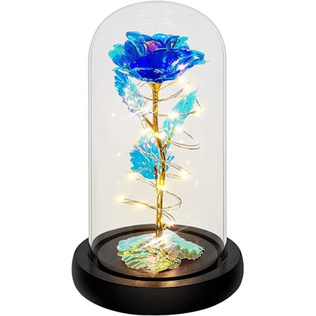 Blå farverig kunstig rose gave, lyserød rose blomst gave, Ros