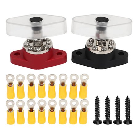 3/8 tommer M10 300A Strømfordelingsblok 16 Studs Kraftig Batteriterminal Junction Block Rød Sort