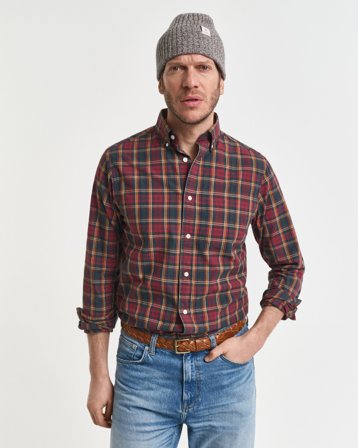 GANT Herren Regular Fit Popeline Karohemd (M) Rot