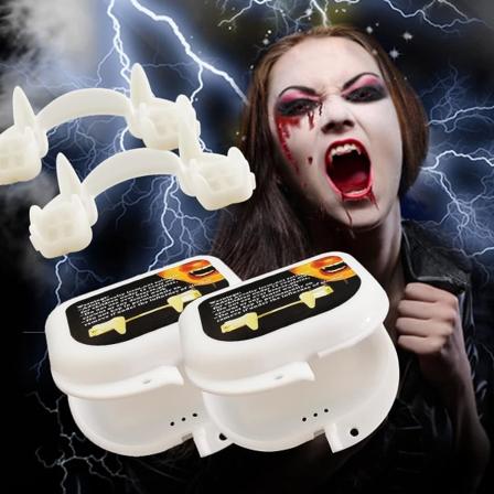 2 stk. Julevampyrtænder, tilbagetrækkelige vampyrtænder, cosplay rekvisitter Halloween dekorationer til Par