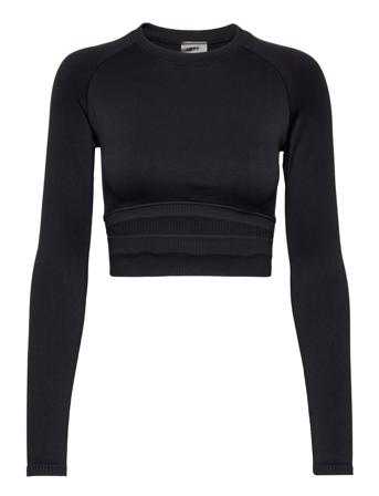 Black Limitless Seamless Cutout Long Sleeve Crop Tops Long-sleeved Crop Tops Sort AIM'N