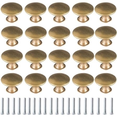 20 stk. messing dørhåndtag vintage messing håndtag skabshåndtag skuffehåndtag - Perfekt