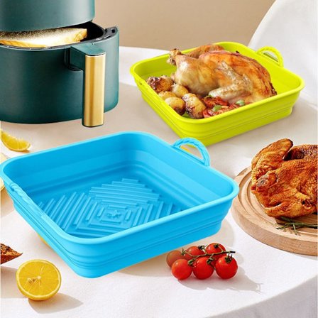 Firkantet silikongryte For Air Fryer BLÅ blue