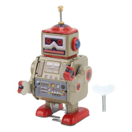 Gående Robot Opvindslegetøj Vintage Metal Samleobjekt Interessant Håndlavet Reparationsrobot Opvindslegetøj til Fødselsdagsgave Dekoration