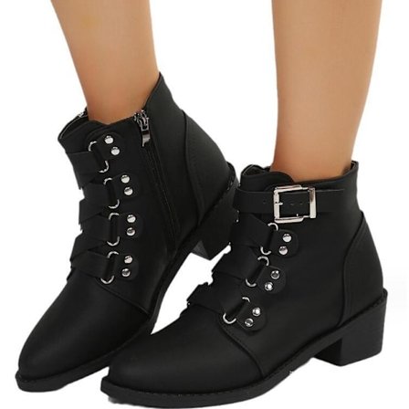 Damskor med rund tå och kort klack