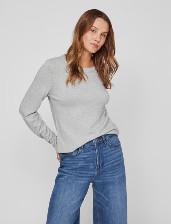 Vila Viril O-Neck L/S Knit Top - Noos - Grey - XL