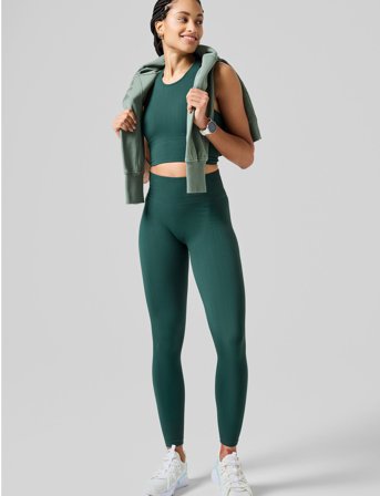 Casall Multi Rib Seamless High Waist Tights - Green - S