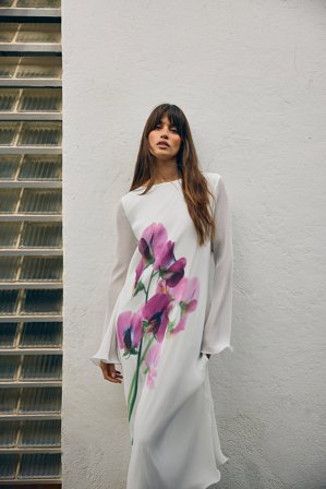 NA-KD - Plissert maxikjole med lange ermer - Langermet maxi kjoler - Blomstret - XS