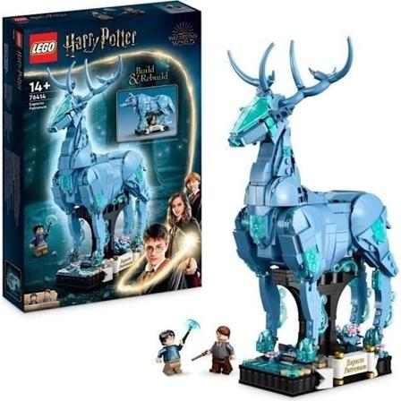 LEGO Harry Potter 76414 Expecto Patronum, 2-i-1 modelsæt med hjorte- og ulvedyrsfigurer blått och grönt