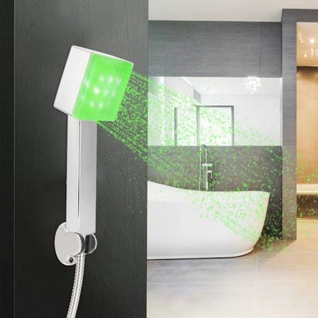 Håndholdt dusjhode med 3-farget temperaturkontroll og LED-lys KLB