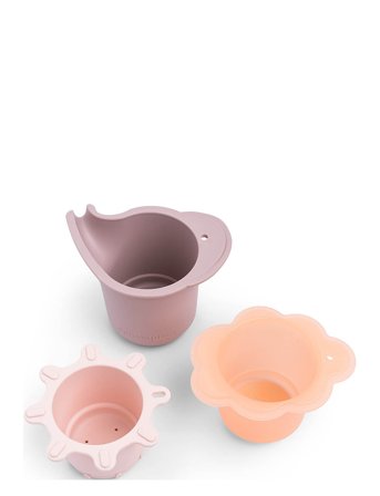 Done by Deer Water Play & Stacking Cups 3 Pcs Elphee Powder - Pink - ELPHEE:H 7.5CM.CLOUD:H 6.5CM.SUN:H 5.8CM