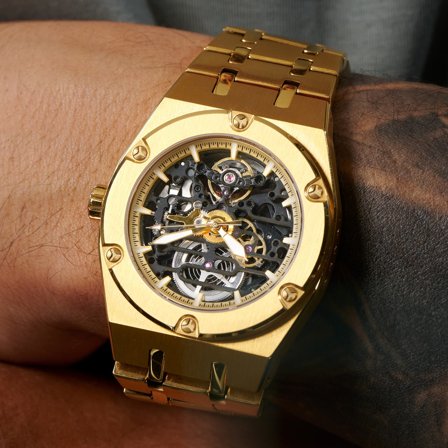 Aadi Mamut Gold-Tone Automatic Skeleton Watch for Men - Skeleton watches