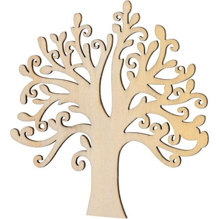 Set med 10 tredekorasjoner i tre for håndverk og dekorasjon (trefarge)