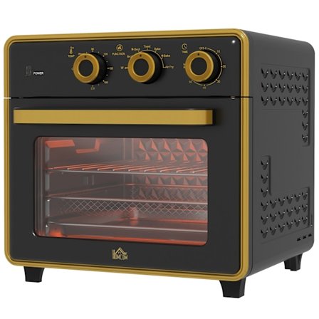 Miniovn 20L, Pizzaovn Med Varmluftsfunktion, Varmluftovn Med Bageplade, Grillrist, 90-230°C, 1400 W Elektrisk Miniovn Med 1 Times Timer