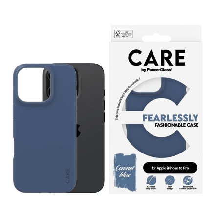 CARE by Panzer Fashionable Case Blue iPhone 16 Pro PanzerGlass - High quality tempered glass screen protector