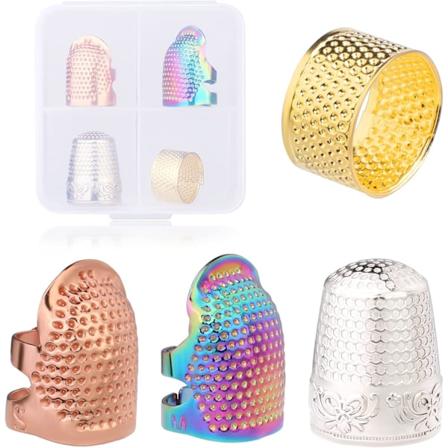 4 stk. Syning Tumbånd Tumbånd til Håndsyning Forskellige Modeller Metal Tumbånd Justerbar Fingerskærm Ring Fingertip Tumbånd Syning Håndværk Tilbehør