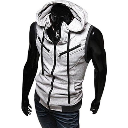 Herrarnas Sommar Zip Up Hoodie Väst Ärmlös Huvad Tank Tops