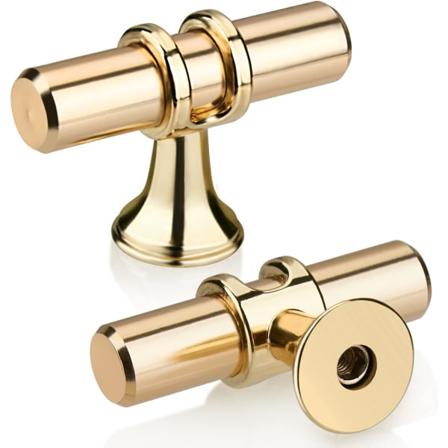 Pakke med 10 stk. 128mm gyldne T-greb til skuffer, moderne elegant guld køkken
