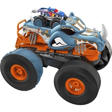 Hot Wheels RC Monstertrucks Transforming Rhinomite - kauko-ohjattava monsteriauto ja hyppyrileikkisetti