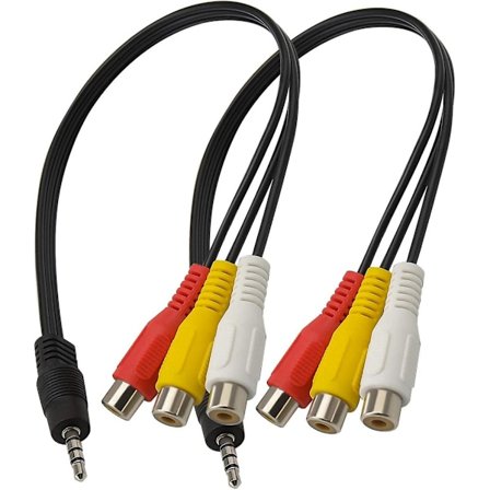 2-pakkaus 3,5 mm uros - 3 RCA naaras adapterikaapeli 25 cm Av-äänivideo Aux