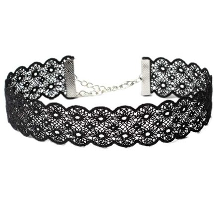 Goth Spets Choker Gotisk Svart Ihålig Blomma Tatuering Spets Bred Lolita Choker Krage Benögla Lårhållare Goth
