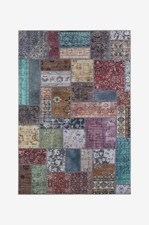 KM Home - Slätvävd Patchwork - Flerfärgad - Slätvävda mattor - 300X400 - Från Homeroom
