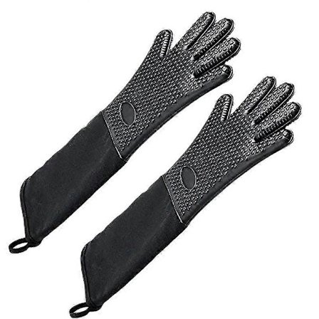 Extra Lång Silikon Grytvante, Värmebeständig Matlagningshandske Med Intern Bomull För K 2462 Walkbee SZRH A-F [DB]