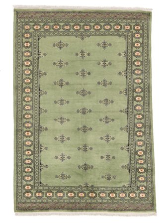 Handgeknüpft Pakistan Buchara 2Ply 140X206 Wollteppich Grün/Dunkelgrün Klein