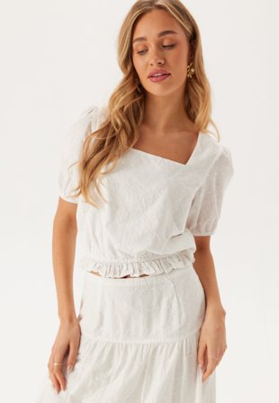 BUBBLEROOM - Broderie Anglaise Short Sleeve Blouse - XS