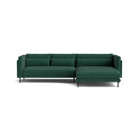 Bali chaiselong sofa, højrevendt, Ontario Grøn - 295x170x76cm - Komfortabel sofa med nozag fjedre & slidstærkt PU skum - Perfekt til afslapning