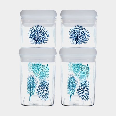 Recipientes de almacenamiento de plástico Marine Business Canisters Harmony, transparente, paquete de 4