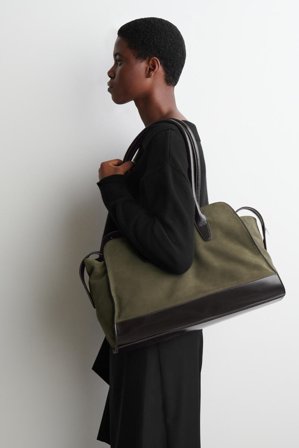 COS Women's Borsa Tote Avenue In Pelle Scamosciata Bag in Marrone