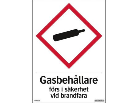 SYSTEMTEXT Dekal Gasbehållare 105x148mm - Lyreco - Skyddsutrustning - Säkerhetsmärkning och skyltar - Skyltar