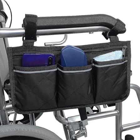 Rullstolsarmstödsväska - Oxford Rullstolsväska Vattentät Bärbar Scooter Väska Med 4 Fack Reflekterande Svart