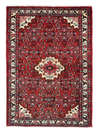 Alfombra Hosseinabad 110X153 Rojo Oscuro/Negro (Lana, Persia)