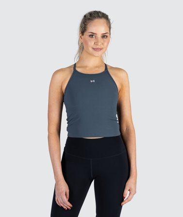 Strappy Ribbed Crop Top dusty navy / XS