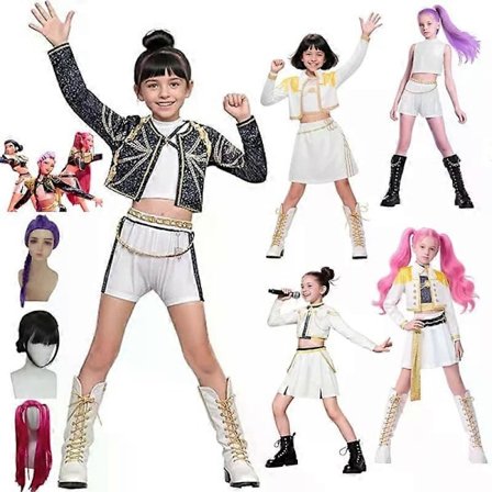 Halloween Tilbud Børn Piger Kpop Demon Hunters Cosplay Rumi Mira Zoey Maskerade Kostume Fest Fødselsdagsoutfit