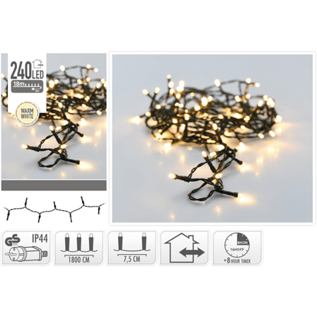 KI Lyslenke 240LED Varmhvit IP44 18m