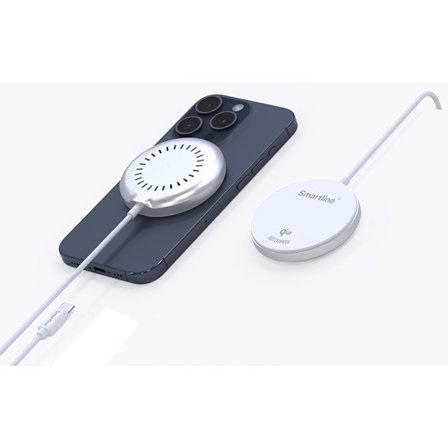 Smartline Magnetisk Qi2-lader 15W Hvid/Sølv