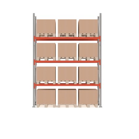 Palettenregal ULTIMATE, Grundmodul, 4000 x 2750 x 1100 mm, 12 Paletten à 1000 kg