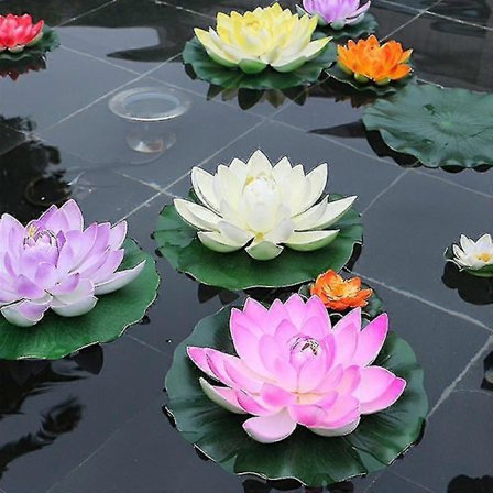 5 st Konstgjorda Flytande Näckrosor Eva Lotusblomma Dam Dekor 10cm Konstgjord Lotus Dam Tank Växt Ornament Hem Trädgård-ykc