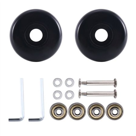 Ersättningshjul för 55 mm x 18 mm resväskor, PU-svängbara hjul, rostfria stålkullager, reparationskit, svart