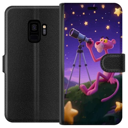 Yhteensopiva Lompakkokotelo Samsung Galaxy S9 Pink Panther Stars -motiivi, jossa Pink Panther kurkistaa kaukoputken läpi tähtien joukossa, viehättävä