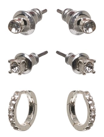 Pilgrim | Sia Crystal Earrings 3-In-1 Set Silver-Plated | ONE SIZE