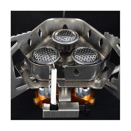 Udendørs bærbar treflammet komfur Camping vindafvisende komfur Camping Picnic Udendørs sammenklappeligt komfur Wit