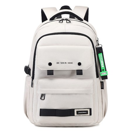 Studentryggsäck för högskolan, enkel och lätt datorväska 47*32*19 Off-White